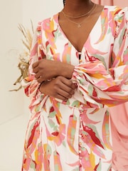 FatFace Peony Pink Painted Leaves Maxi Dress - Image 6 of 8