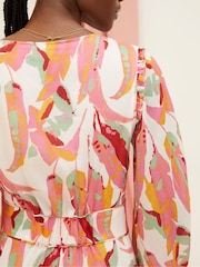 FatFace Peony Pink Painted Leaves Maxi Dress - Image 7 of 8