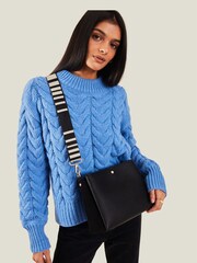 Accessorize Black Webbing Cross-Body Bag - Image 1 of 4