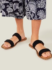 Accessorize Black Suede Double Strap Sliders - Image 1 of 4