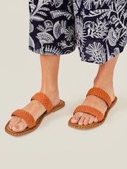 Accessorize Orange Suede Double Strap Sliders - Image 1 of 4