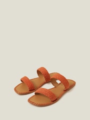 Accessorize Orange Suede Double Strap Sliders - Image 3 of 4