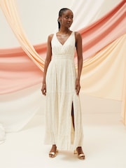 FatFace Ivy Natural Foil Maxi Dress - Image 2 of 7