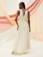 FatFace Ivy Natural Foil Maxi Dress - Image 3 of 7