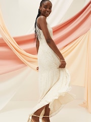 FatFace Ivy Natural Foil Maxi Dress - Image 4 of 7
