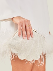 Accessorize Natural Bridal Scallop Clip Frame Bag - Image 1 of 4