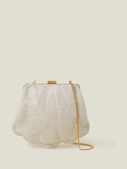 Accessorize Natural Bridal Scallop Clip Frame Bag - Image 2 of 4