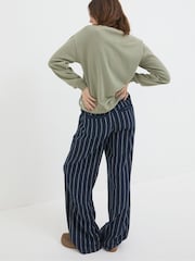 FatFace Iva Blue Stripe Linen Blend Trousers - Image 2 of 5