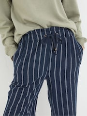 FatFace Iva Blue Stripe Linen Blend Trousers - Image 4 of 5