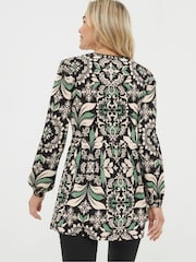 FatFace Black Gina Mosaic Leaf Tunic - Image 2 of 6