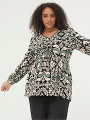 FatFace Black Gina Mosaic Leaf Tunic - Image 3 of 6