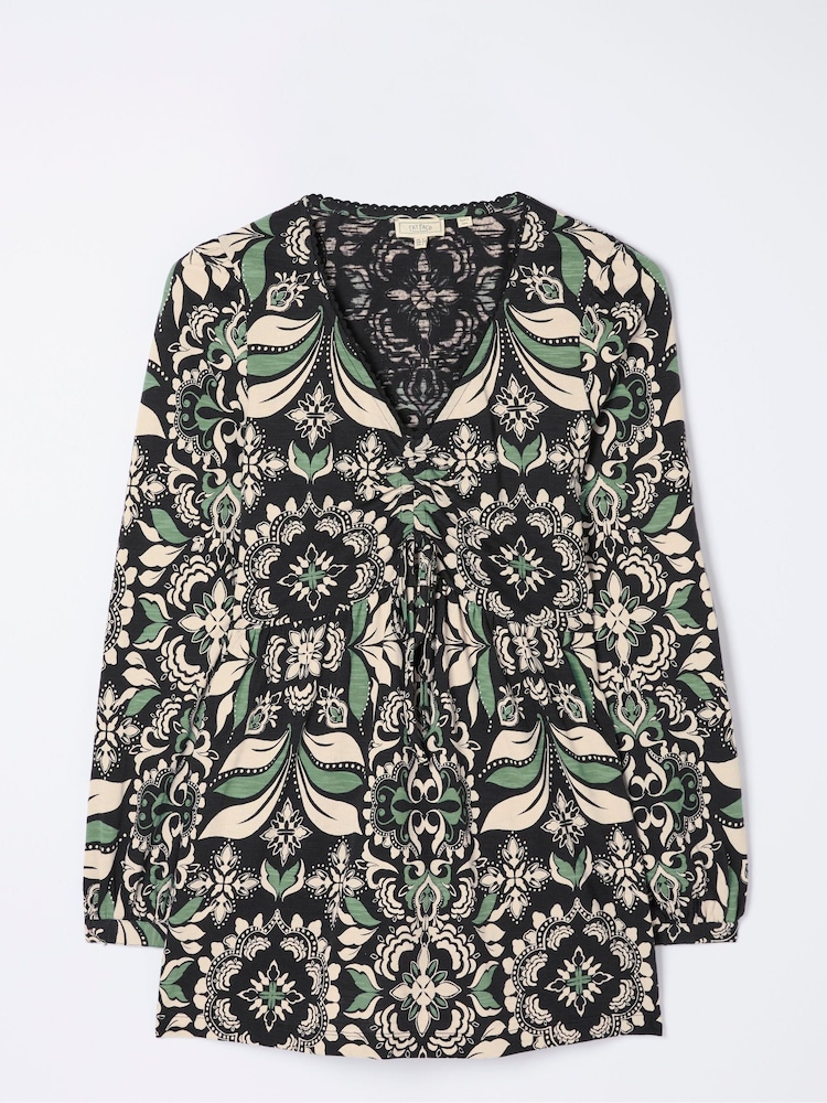 FatFace Black Gina Mosaic Leaf Tunic - Image 6 of 6