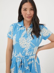FatFace Blue Aster Textured Leaves Midi Dress - Image 4 of 7