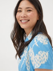 FatFace Blue Aster Textured Leaves Midi Dress - Image 5 of 7