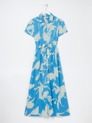 FatFace Blue Aster Textured Leaves Midi Dress - Image 7 of 7