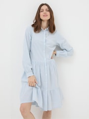 FatFace Blue Charlotte Stripe Shirt Dress - Image 1 of 6