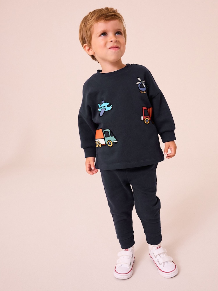Navy Transport Long Sleeve Top and Joggers Set (3mths-7yrs) - Image 1 of 8