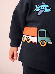 Navy Transport Long Sleeve Top and Joggers Set (3mths-7yrs) - Image 4 of 8