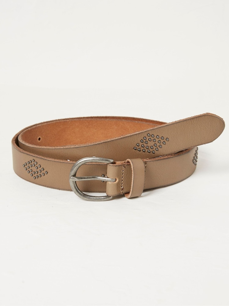 FatFace Jean Brown Stud Leather Belt - Image 1 of 2 FatFace Jean Brown Stud Leather Belt - Image 1 of 2