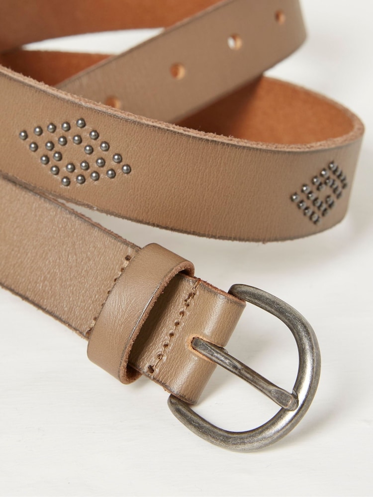 FatFace Jean Brown Stud Leather Belt - Image 2 of 2 FatFace Jean Brown Stud Leather Belt - Image 2 of 2