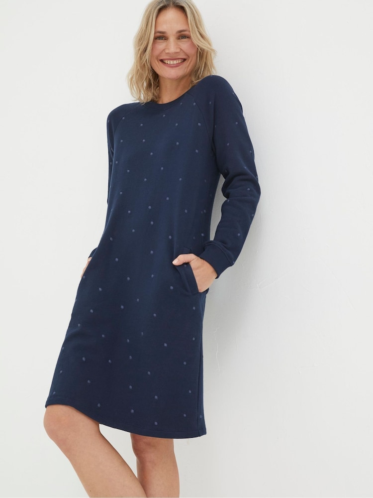 FatFace Blue Georgia Sweat Dress - Image 1 of 4