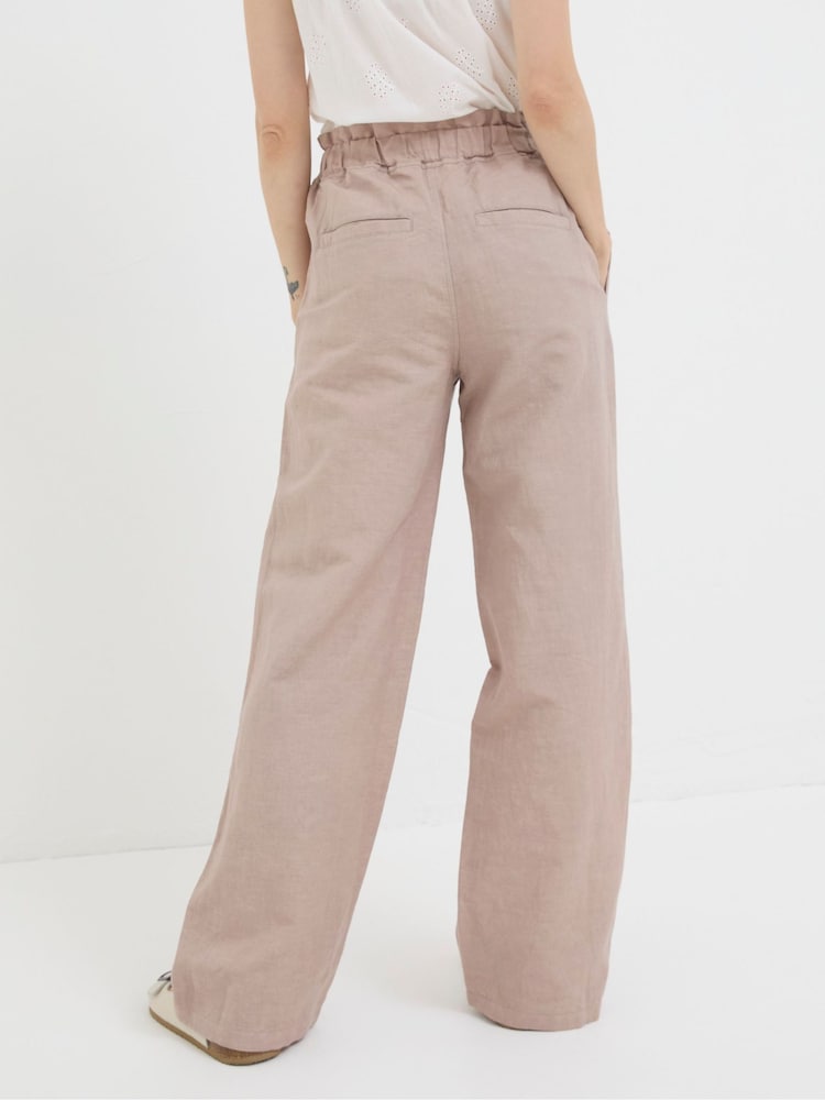 FatFace Iva Natural Wide Leg 100% Linen Trousers - Image 2 of 5 FatFace Iva Natural Wide Leg 100% Linen Trousers - Image 2 of 5