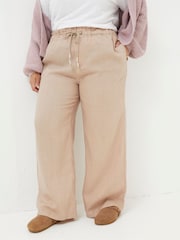 FatFace Iva Natural Wide Leg 100% Linen Trousers - Image 3 of 5