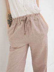 FatFace Iva Natural Wide Leg 100% Linen Trousers - Image 4 of 5