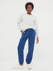 FatFace Lyme Blue Linen Blend Joggers - Image 1 of 3