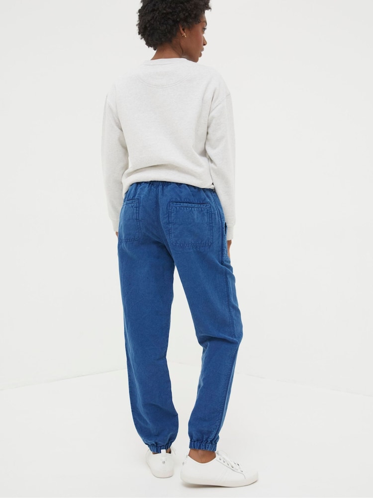 FatFace Lyme Blue Linen Blend Joggers - Image 2 of 3