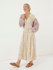 FatFace Natural Linen Blend Midi Dress - Image 3 of 6