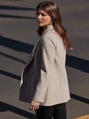 Sosandar Natural Double Breasted Longline Blazer - Image 3 of 6
