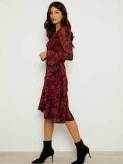Sosandar Red Abstract Poppy Print Wrap Dress - Image 2 of 4