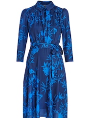 Sosandar Blue Forest Sprig Collared Fit & Flare Dress - Image 5 of 5