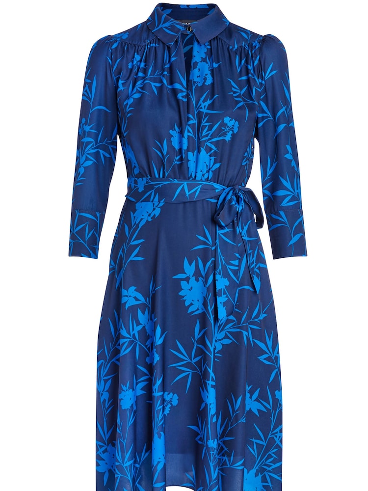 Sosandar Blue Forest Sprig Collared Fit & Flare Dress - Image 5 of 5 Sosandar Blue Forest Sprig Collared Fit & Flare Dress - Image 5 of 5