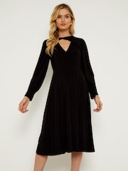Sosandar Black Twist Neck Wrap Front Jersey Dress - Image 4 of 5