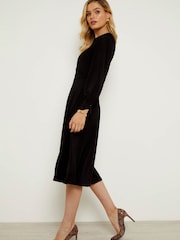 Sosandar Black Twist Neck Wrap Front Jersey Dress - Image 5 of 5