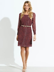 Sosandar Red Swirl Print Shift Dress - Image 4 of 5