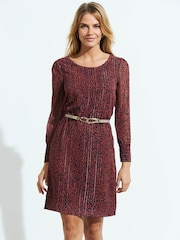 Sosandar Red Swirl Print Shift Dress - Image 5 of 5