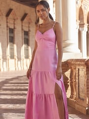 Sosandar Pink Tiered Hem Maxi Dress - Image 1 of 5