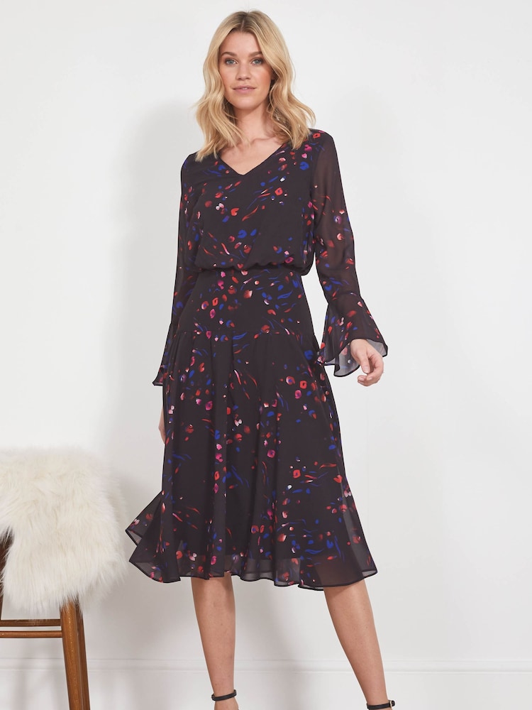 Sosandar Black Fit & Flare Dress - Image 1 of 5