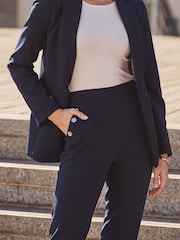 Sosandar Blue Petite Button Detail Trousers - Image 6 of 6