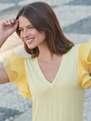 Sosandar Yellow Frill Sleeve Top - Image 5 of 5