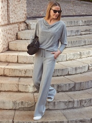 Sosandar Natural Super Soft Wide Leg Trousers With Zip Pockets - Image 1 of 5