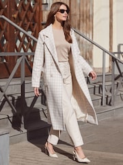 Sosandar Natural Print Longline Coat - Image 1 of 6