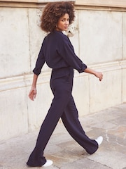 Sosandar Blue Drawstring Waist Jumpsuit - Image 2 of 5
