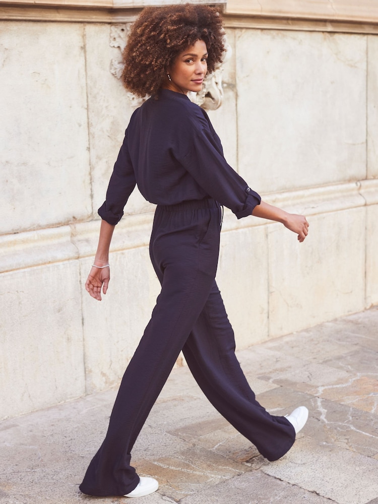 Sosandar Blue Drawstring Waist Jumpsuit - Image 2 of 5