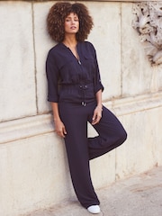Sosandar Blue Drawstring Waist Jumpsuit - Image 3 of 5