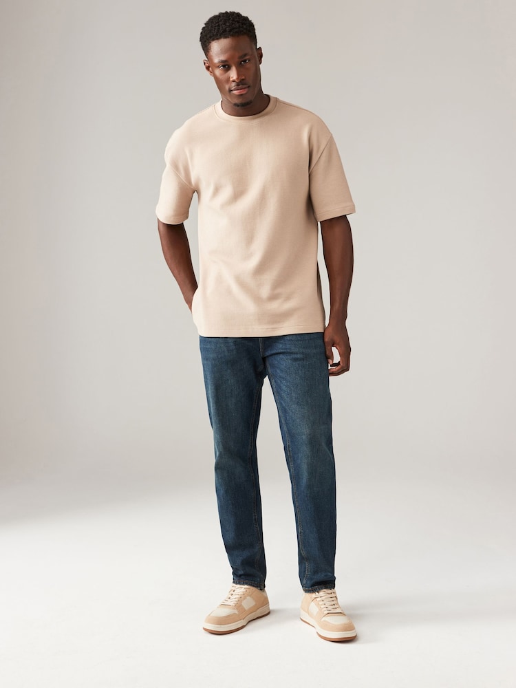 Blue Dark Vintage Regular Tapered Fit Vintage Wash Denim Jeans - Image 3 of 9