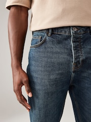 Blue Dark Vintage Regular Tapered Fit Vintage Wash Denim Jeans - Image 5 of 9